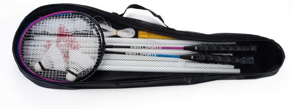 Badminton-Set für 4 Spieler mit Schlägern, Federbällen und Netz