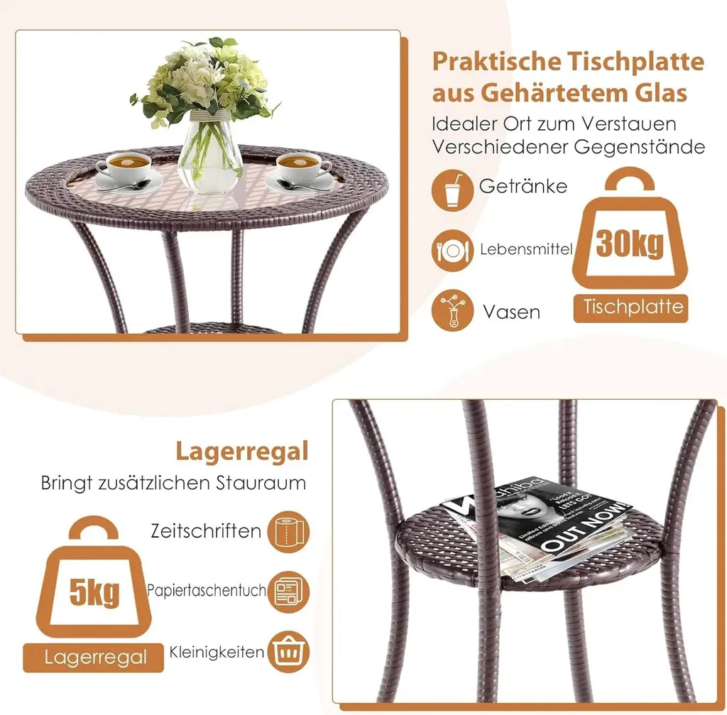 Table bistrot en rotin robuste : la solution durable pour votre jardin - 5