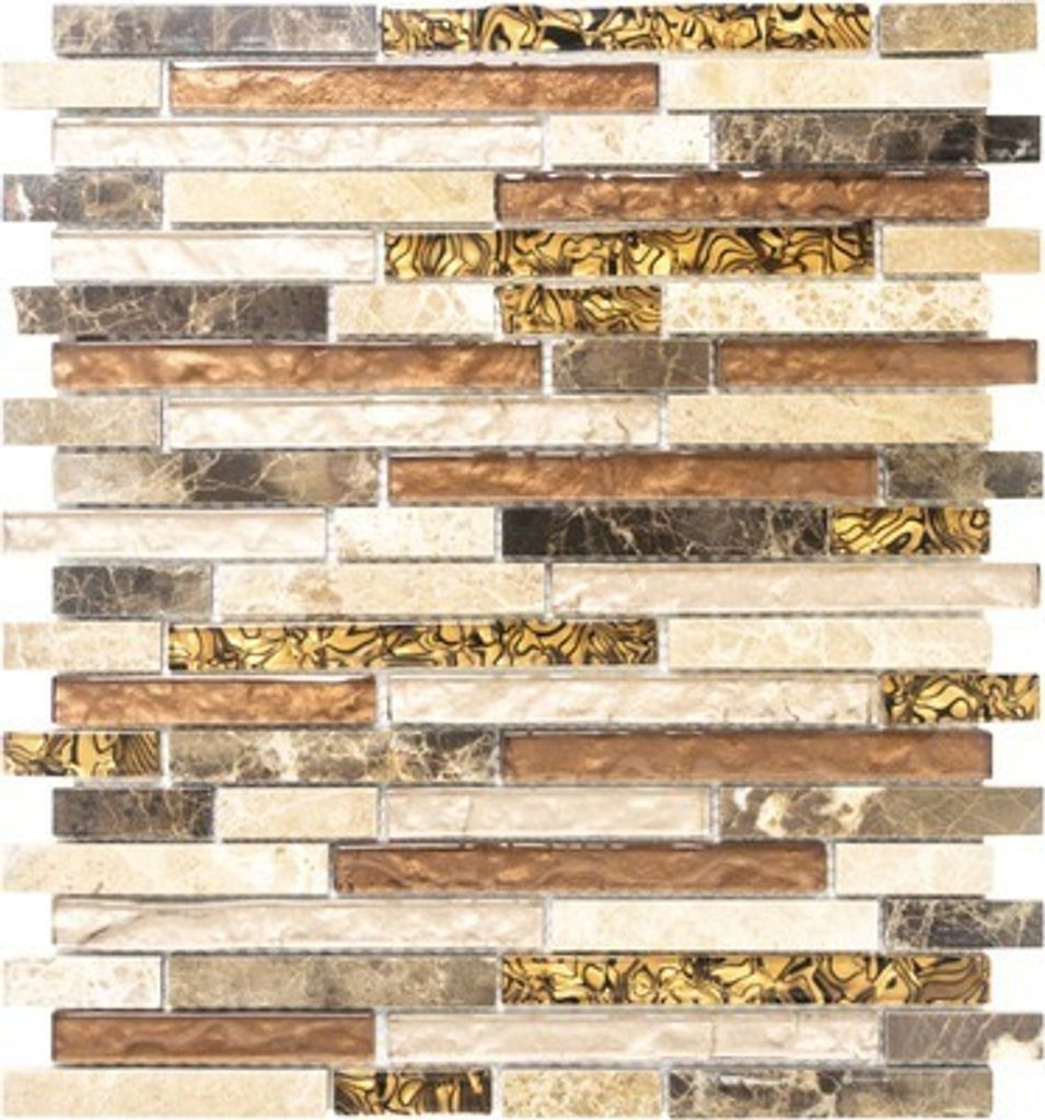 Glasmosaik Crystal mit Naturstein braun beige 29,8x33,8 cm Produktbild 