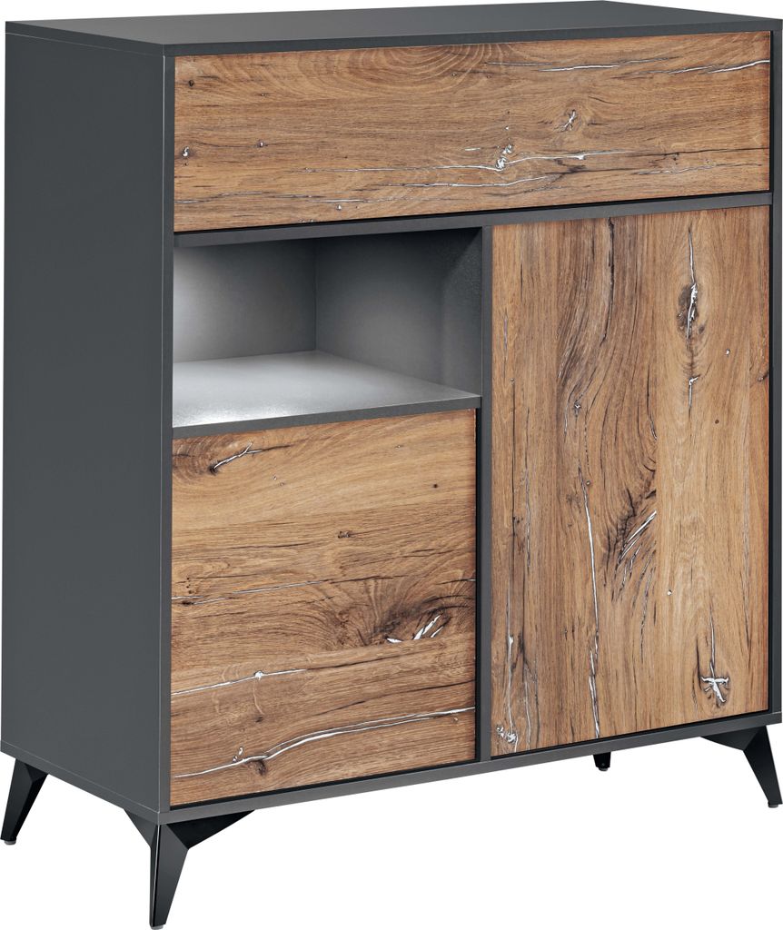 Komodee, Kommode Buffet Orvieto 3D, Eiche/Anthrazit, Breite Produktbild 