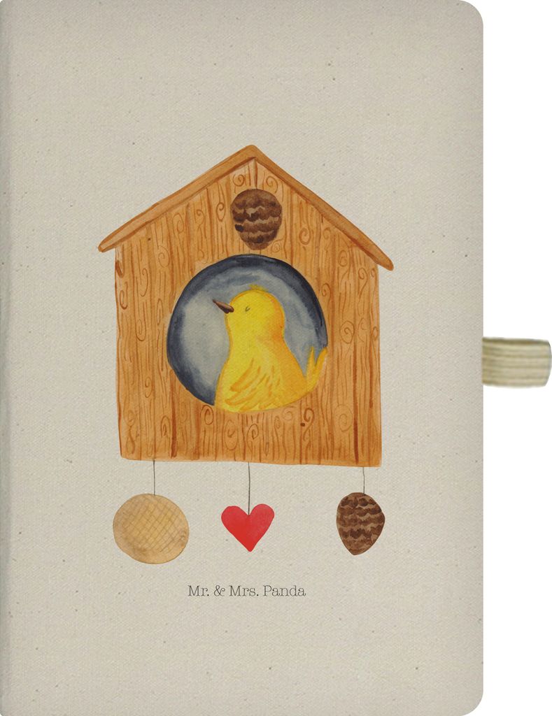 Mr. & Mrs. Panda Reisetagebuch Vogel Haus - Transparent - Geschenk, Notizbuch A5, Vögel, Tagebuch, Kladde, Notizheft, Familie, Wohnung, Journal, V...