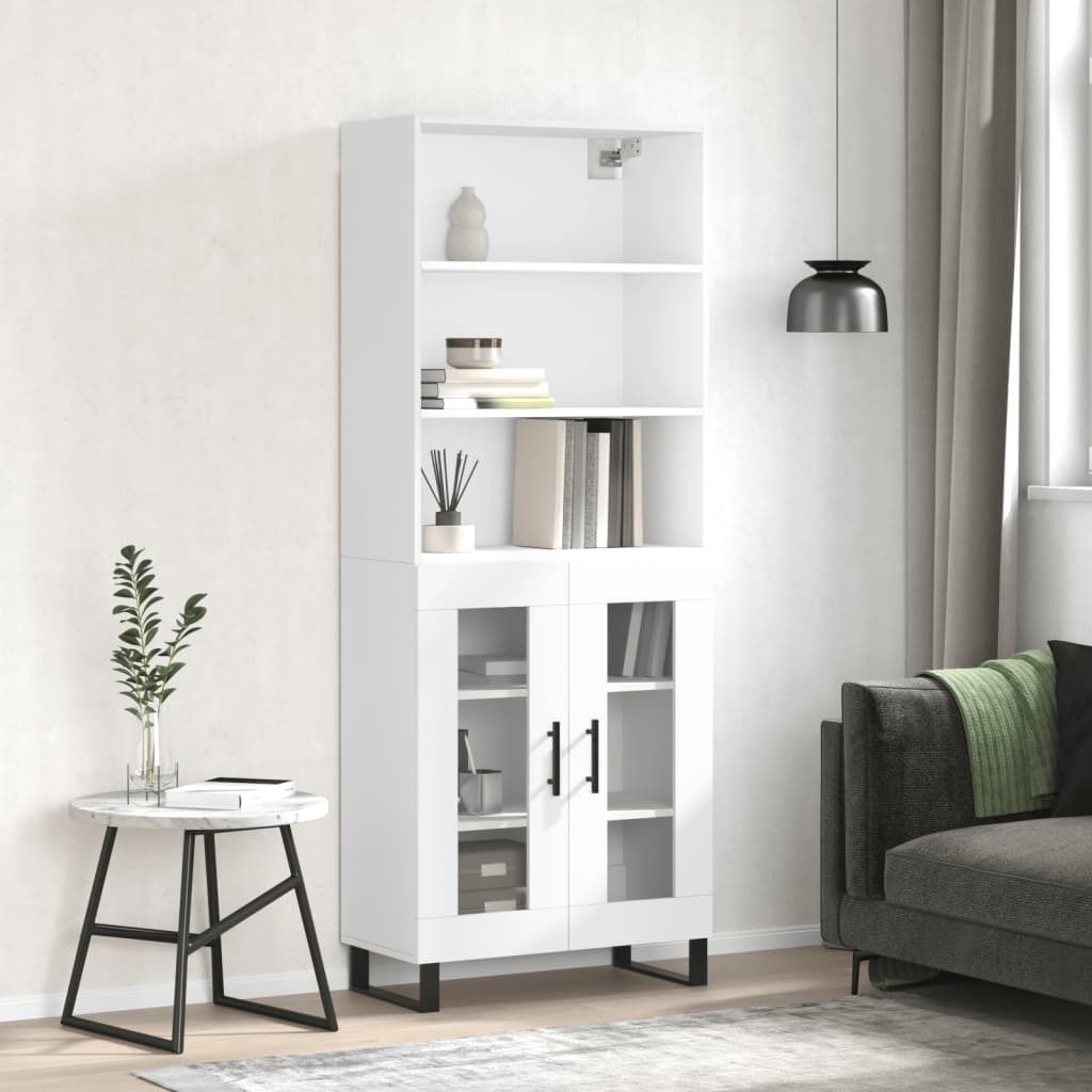 The Living Store Highboard Weiß 69,5x34x180 cm Holzwerkstoff