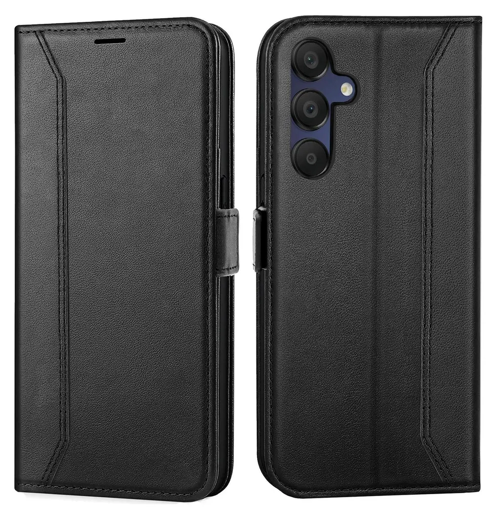 Custodia Flip Samsung A35 5G - Cover Protettiva Nera Wallet Case