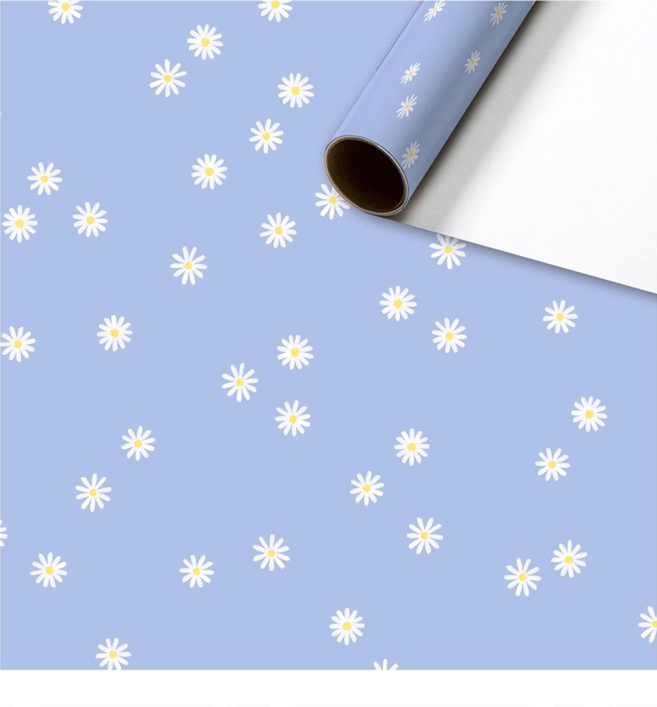 Geschenkpapier lila mit Gänseblümchen