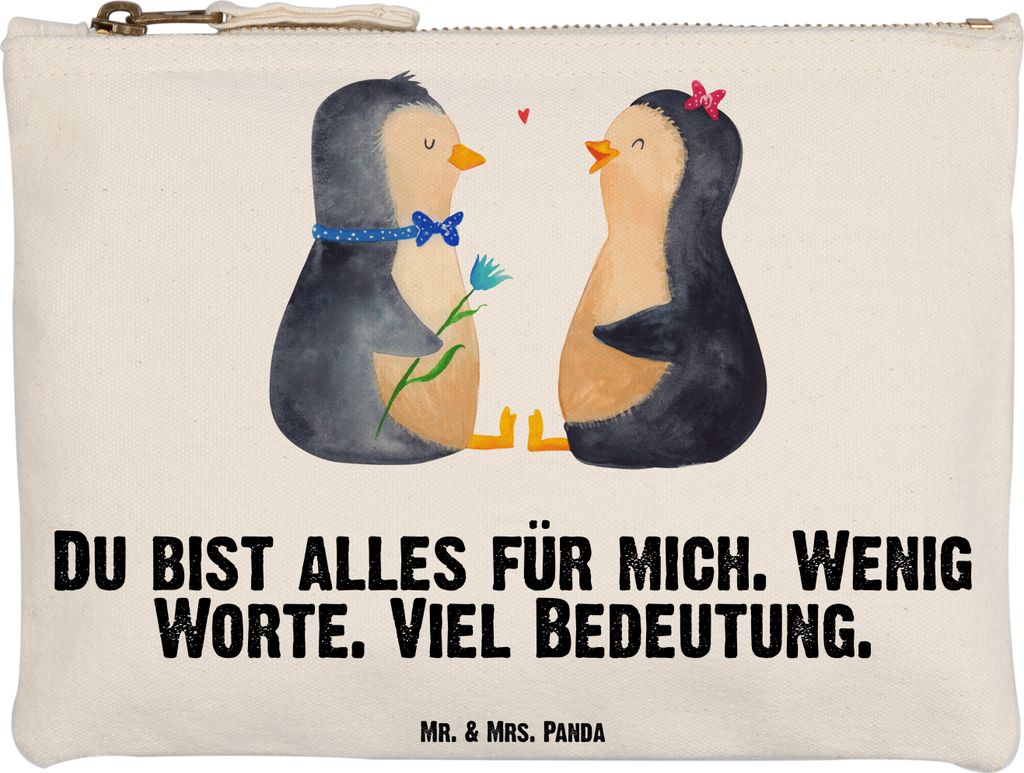 Mr. & Mrs. Panda Etui Pinguin Pärchen Grösse XL Große - Weiß - Geschenk, Schlampermäppchen, Hochzeit, Pouch, Hochzeitstag, Federmappe, Pinguin...