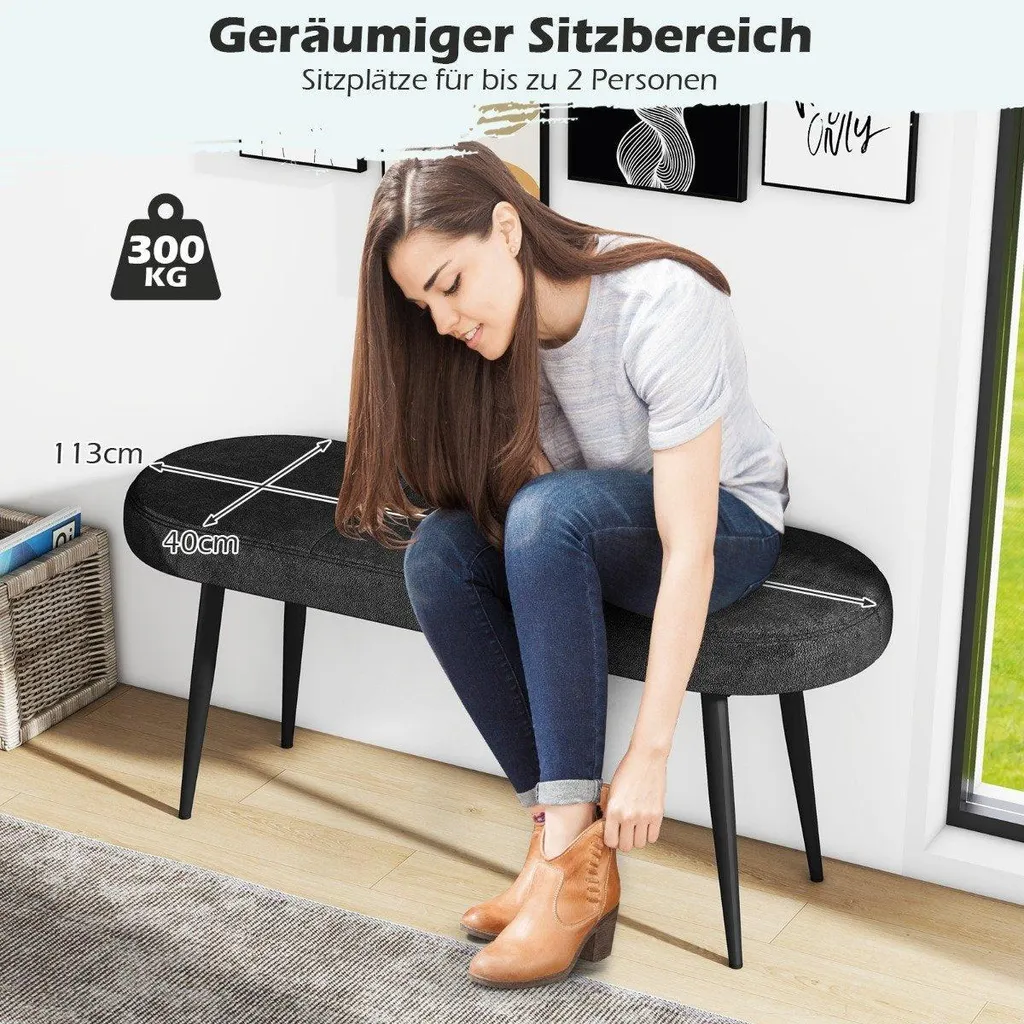 Banc de 113 cm robuste 300 kg noir : la solution pour assises fragiles - 3