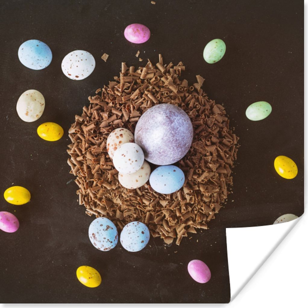 MuchoWow Poster Ostereier - Regenbogen - Ostern 50x50 cm - Wohnzimmerdekoration