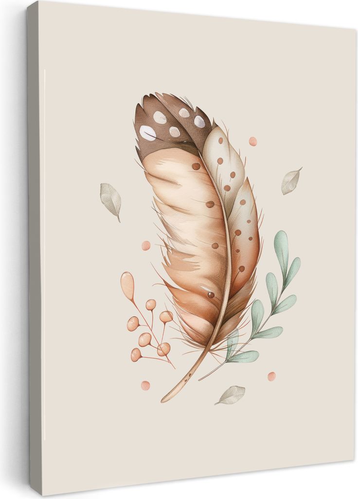 Wanddeko 60x80 cm - Kinder Bohemian - Feder - Boho, Wandbilder, Wanddeko Wohnzimmer, Bild