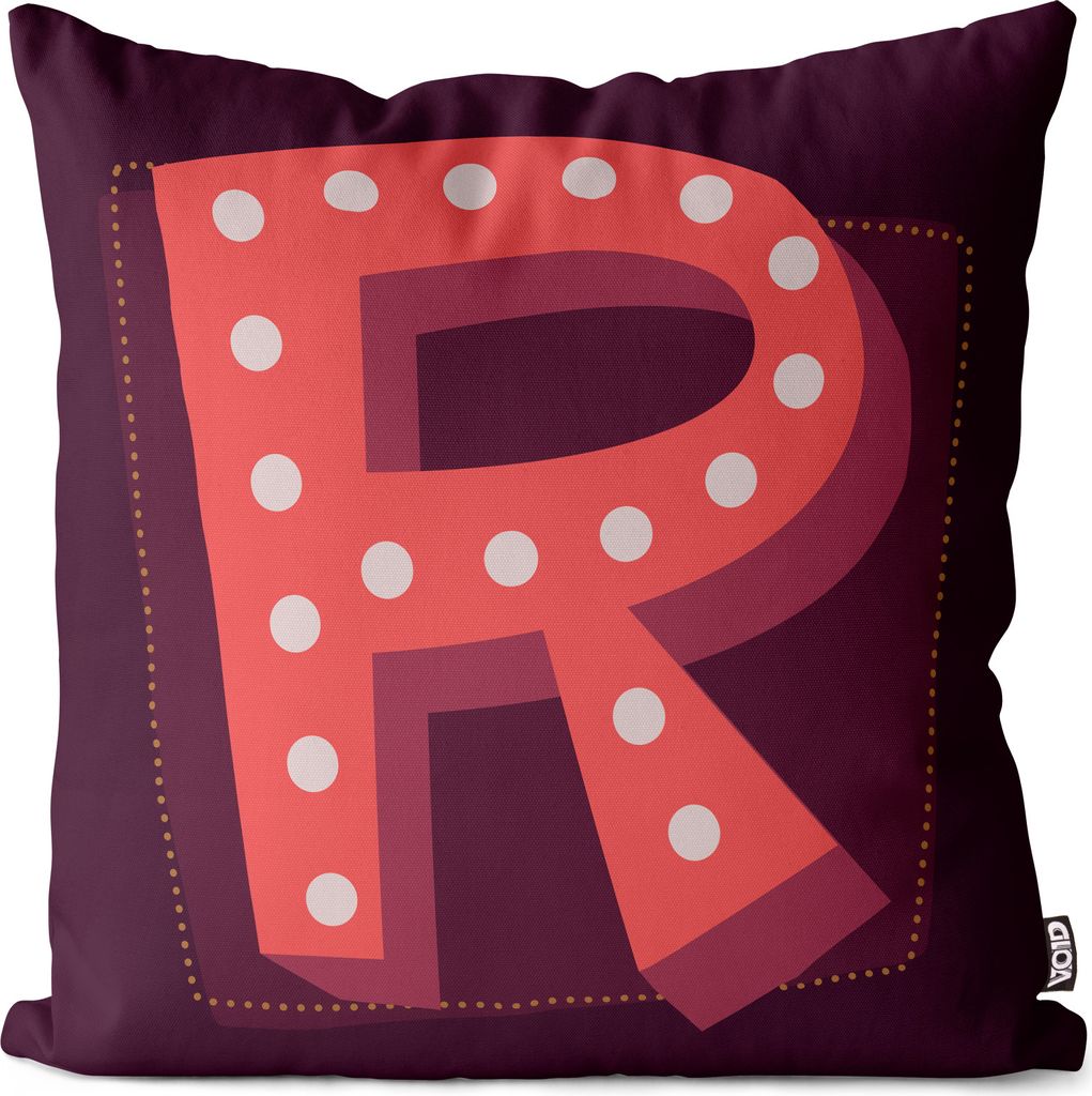 VOID R Buchstaben Vintage Initialen Kissenbezug Kissenhülle Produktbild 