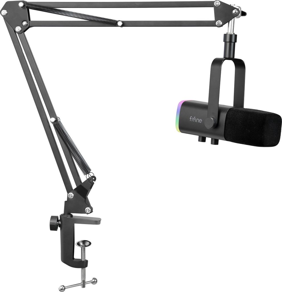 FIFINE AM8T USB/XLR Gaming Mikrofon für Streaming Podcast Studio, USB Dynamisch Microphone PC mit Boom Arm, Schwarz
