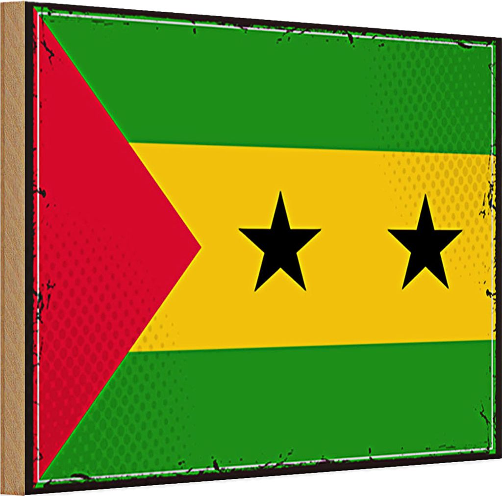Holzschild Flagge São Tomé und Príncipe 30x20cm Retro Flag