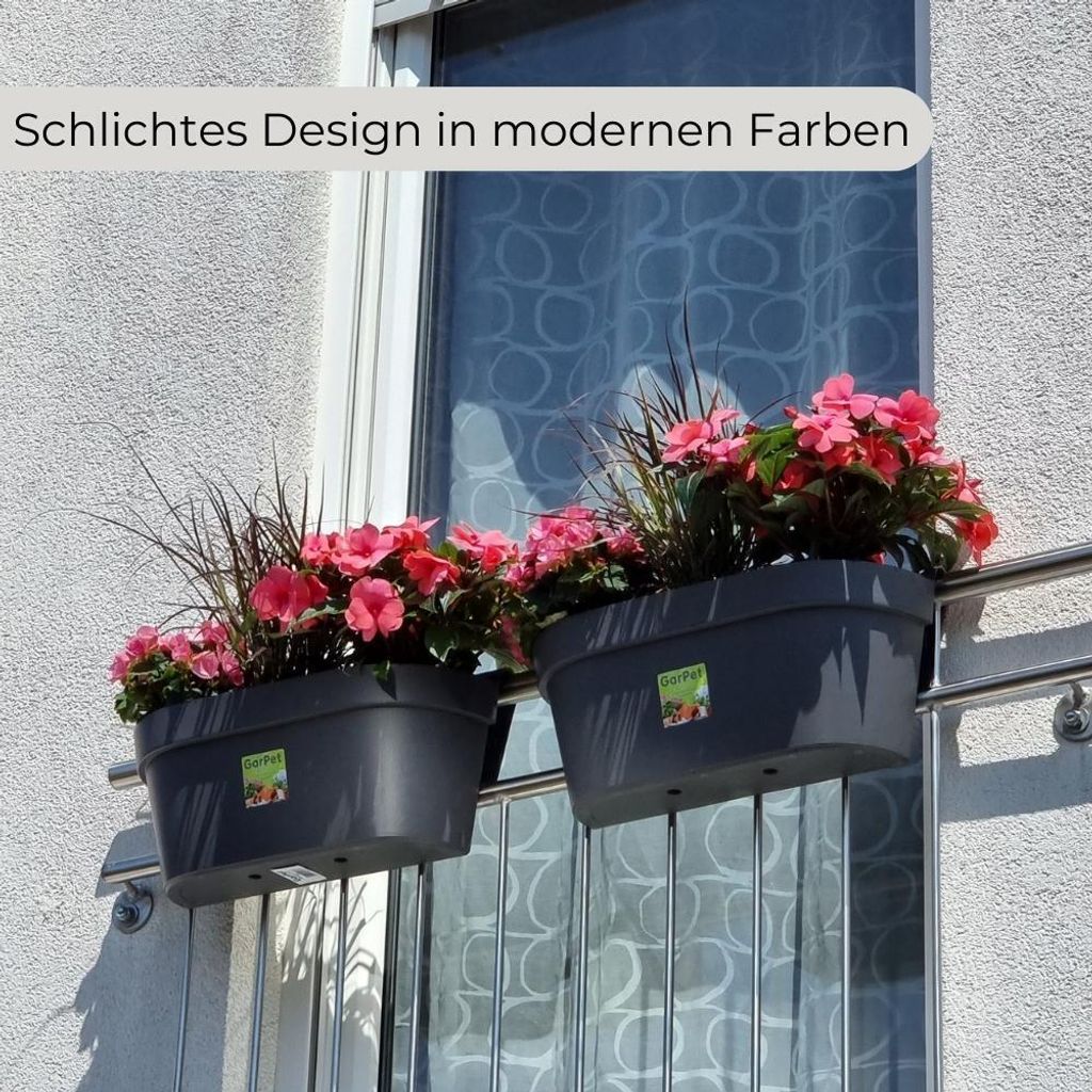 Geländerkasten Balkon mit Wasserspeicher Blumentopf Zaun Produktbild 7