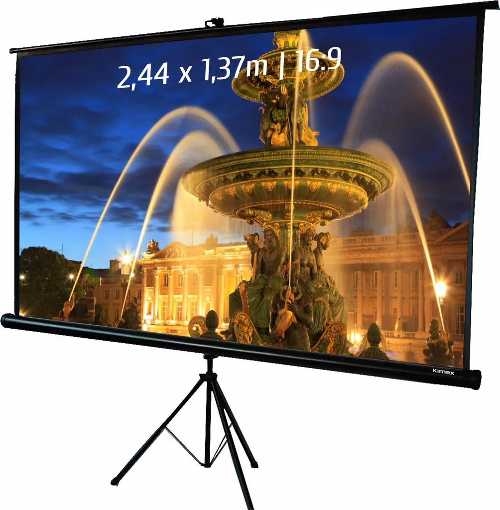 Toile de projection sur trépied 16:9 de 244 x 137 cm avec Pied Amovible