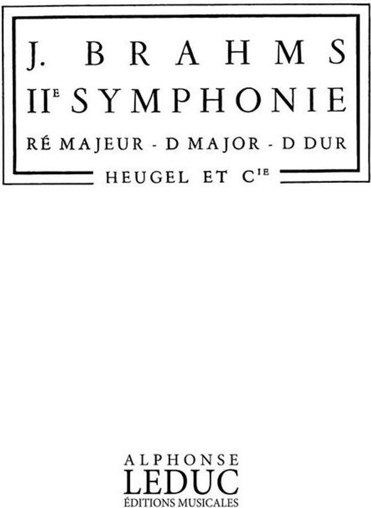 Brahms Symphonie N02 Op73 Re Majeur Partition D'Orchestre In 16 (Poche) Ph4