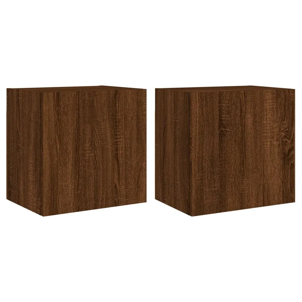 Mobili TV Muro Rovere Marrone 2 pz - Pensili Sospesi SYFAX™ Multistrato