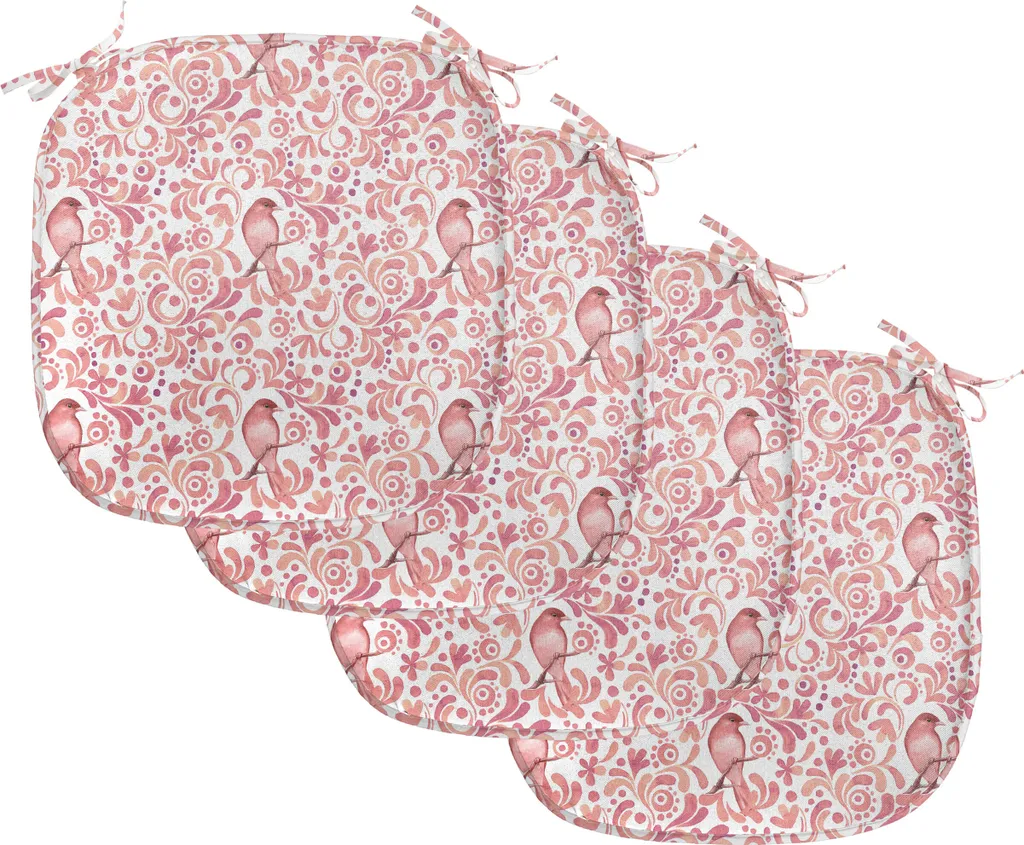 Assise de Chaise Salle à Manger 40x40 cm, Coussin Lavable Oiseau Rose
