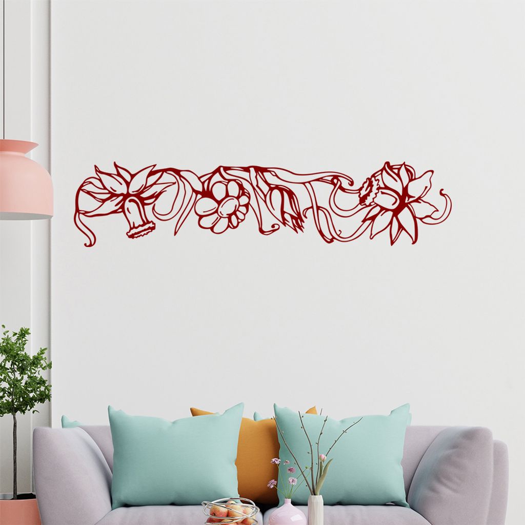 Blumen - Ranken Wandtattoo in 6 Größen - Wandaufkleber Wall Sticker - Dekoration, Küche, Wohnzimmer, Schlafzimmer, Badezimmer