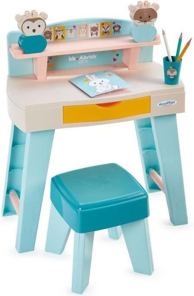 Ecoiffier Schreibtisch Spielzeug Mein erstes Büro mit Hocker - 8-teilig