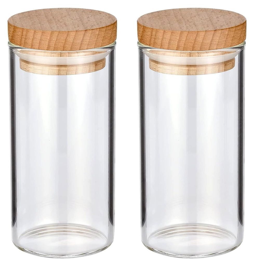 2 Gewürzgläser für Gewürzregal, Borosilikatglas, Buche, 100 ml