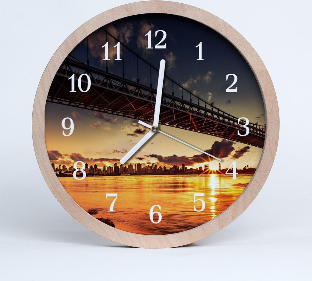 Holzuhr 30fi cm wanduhr - Architektur-River-Brücke