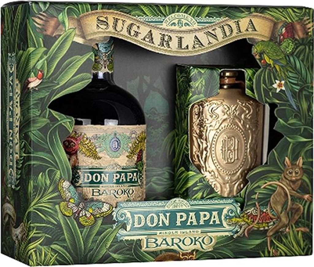 Don Papa Baroko Rum, Geschenkset mit Flachmann, 40% Vol. Produktbild 