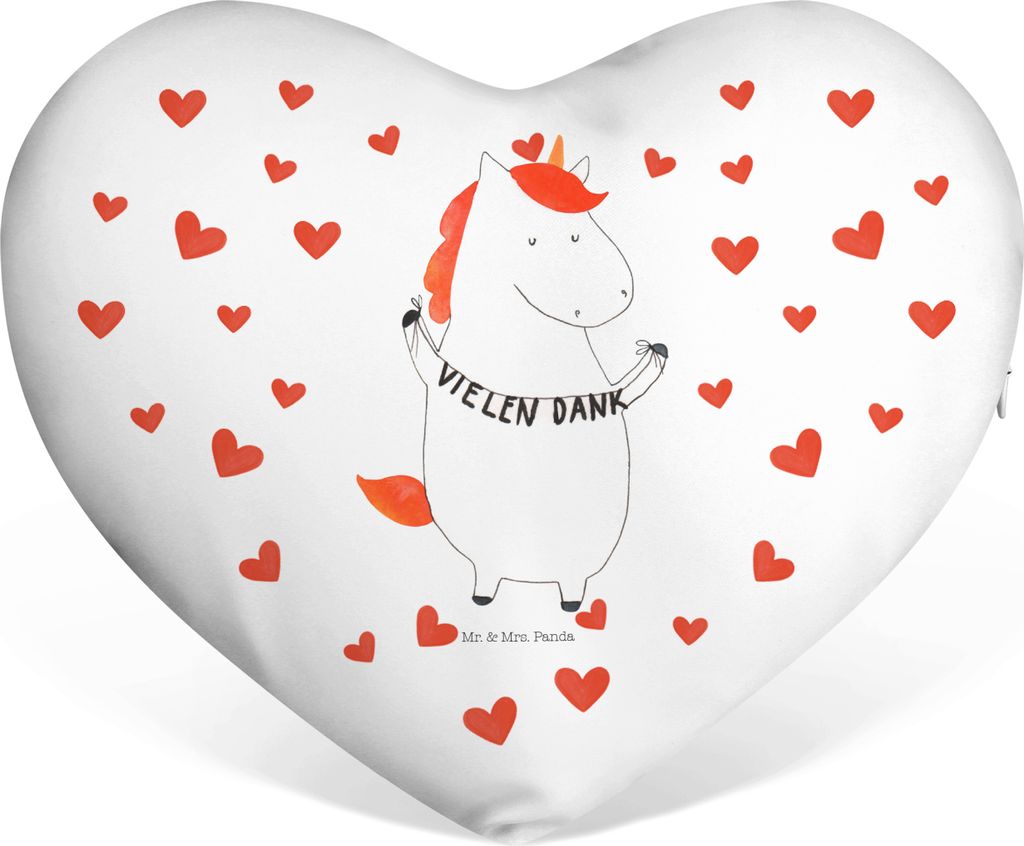 Mr. & Mrs. Panda Kuschelkissen Einhorn Dankeschön - Weiß - Geschenk, Danksagung, Unicorn, Herzkissen, Valentinstags Kissen, Danke, Einhörner, So...