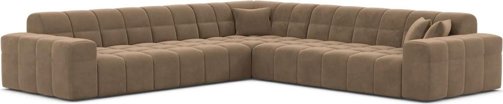 Samtstoff Ecksofa Nivara Braun