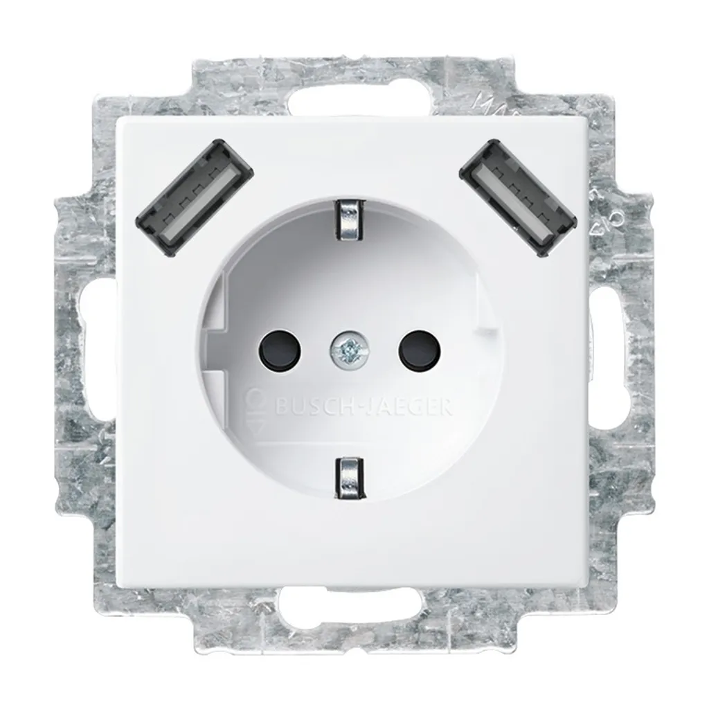 Prise de courant avec USB Busch-Jaeger 20 EUCBUSB-914 Blanc Alpin