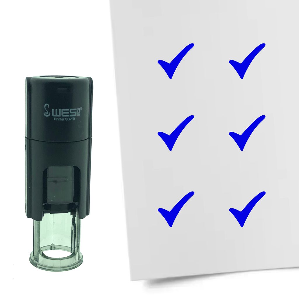 CombiCraft Stamp Checkmark 10mm kulatý - modrý inkoust Obrázek produktu 