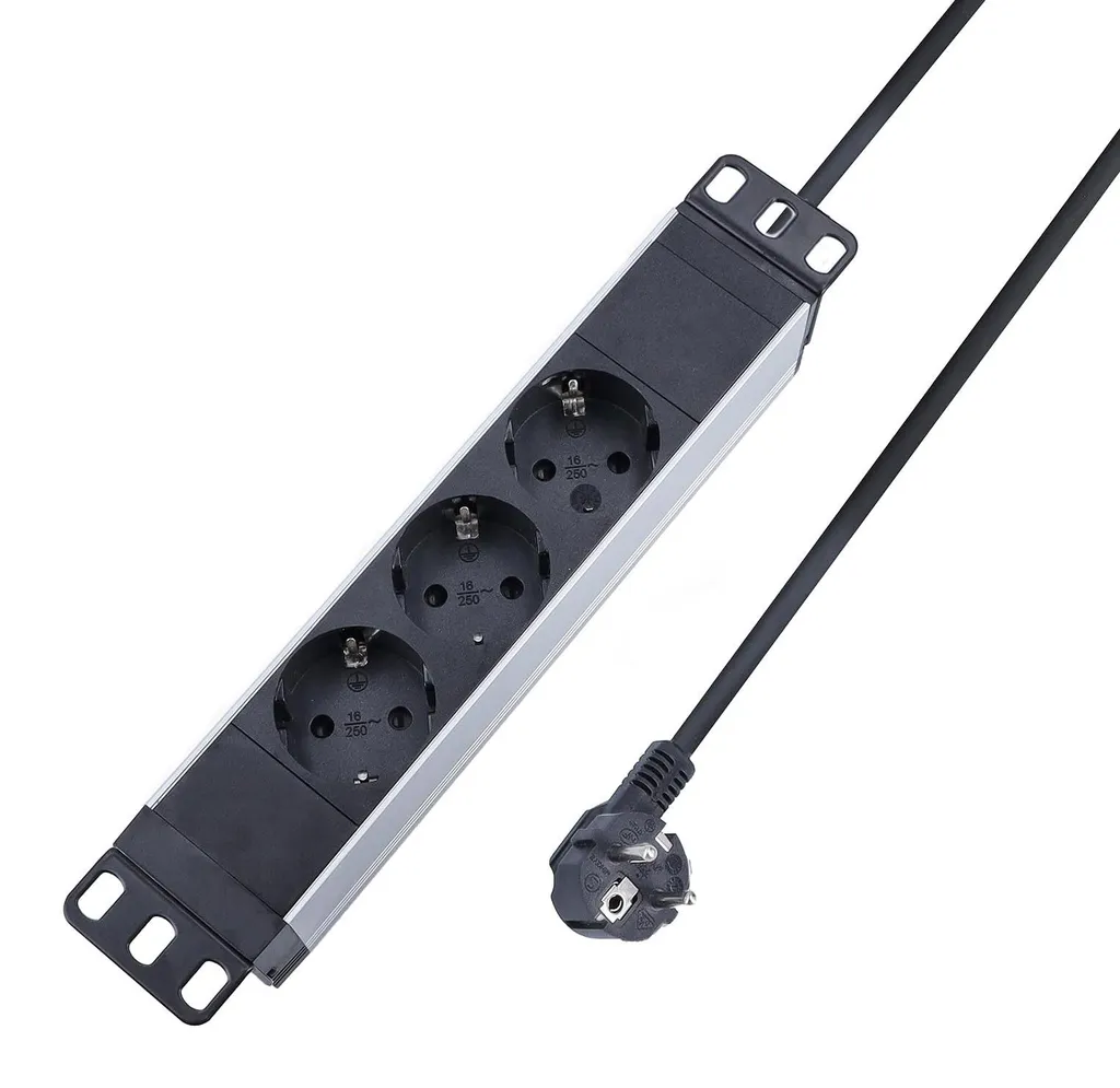 Multiprise triple RACK 10 pouces as-Schwabe avec câble 2m robuste