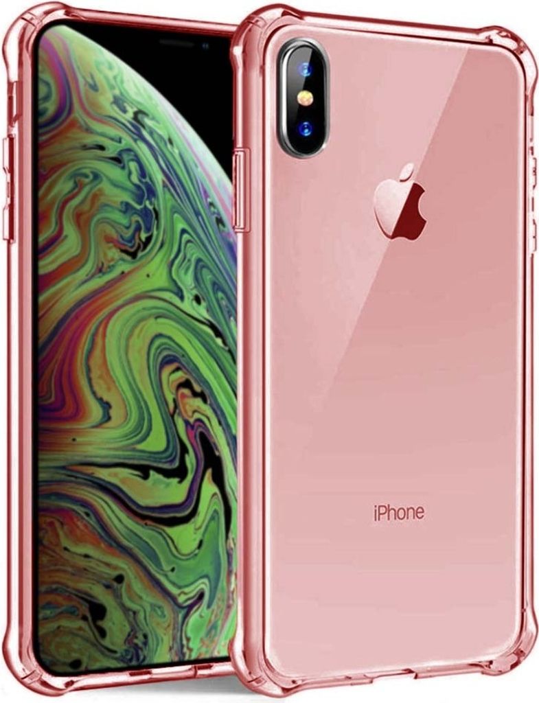 Smartphonica iPhone X/Xs transparente stoßfeste Silikonhülle mit Bumper - Rot
