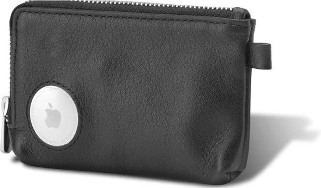 Porte-clés AirTag avec support invisible et cuir noir pour 12 clés plates