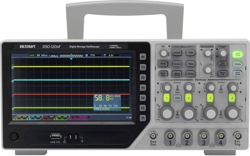 VOLTCRAFT DSO-1084F Digital-Oszilloskop 80 MHz 4-Kanal 1 GSa/s 64 kpts 8 Bit Digital-Speicher (DSO), Funktionsgenerator