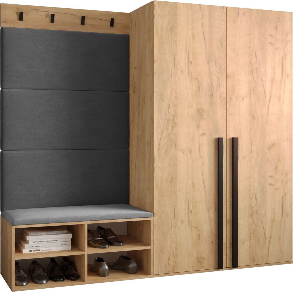 Garderobe MIRO Set 5 mit gepolsterten Paneelen Industrial Produktbild 