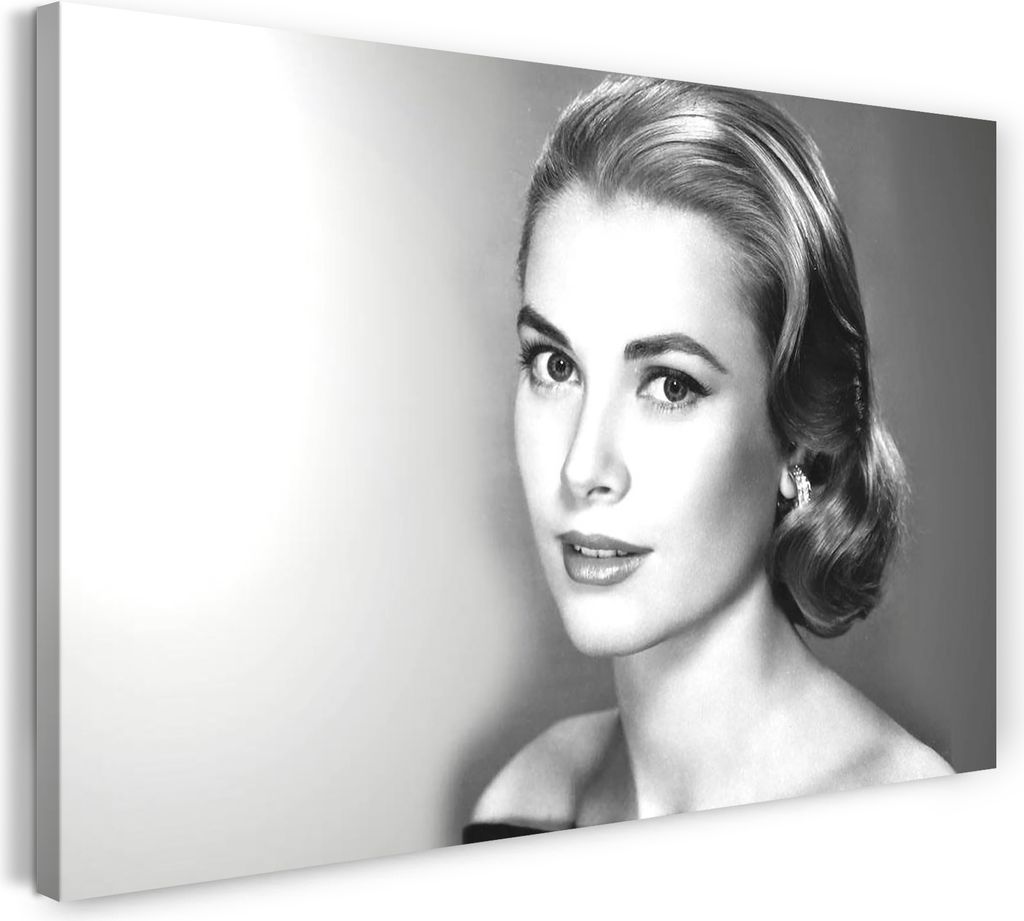 Leinwandbild (80x60cm): Grace Kelly schulterfrei sexy Hollywood-Star, echter Holz-Keilrahmen inkl. Aufhänger, handgefertigt in Deutschland