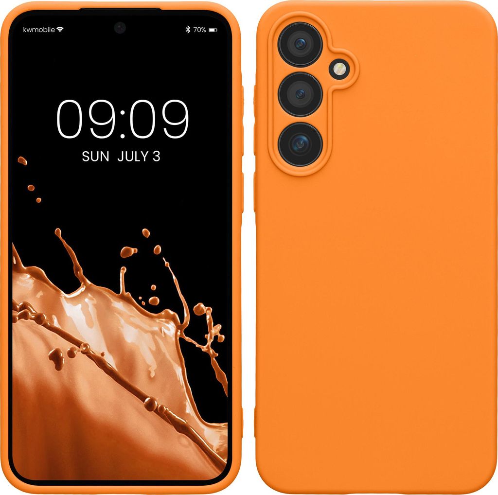 kwmobile Handyhülle kompatibel mit Samsung Galaxy A55 5G Hülle - Handy Case aus weichem Silikon in Fruity Orange