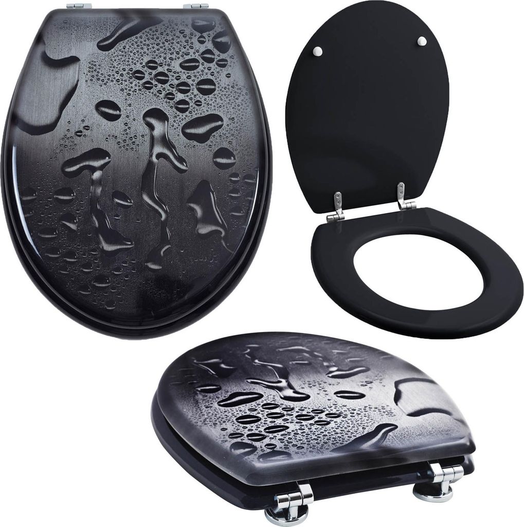 Grafner® WC Sitz mit Absenkautomatik Motiv Black Drops Produktbild 