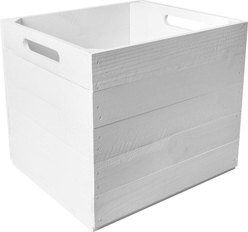 Creative Deco 4 x Holzkiste Weiß | passend für alle Kallax Regale | Regalbox mit Griffen 33 x 37 x 33cm | Aufbewahrungsbox Kinder Regalbox
