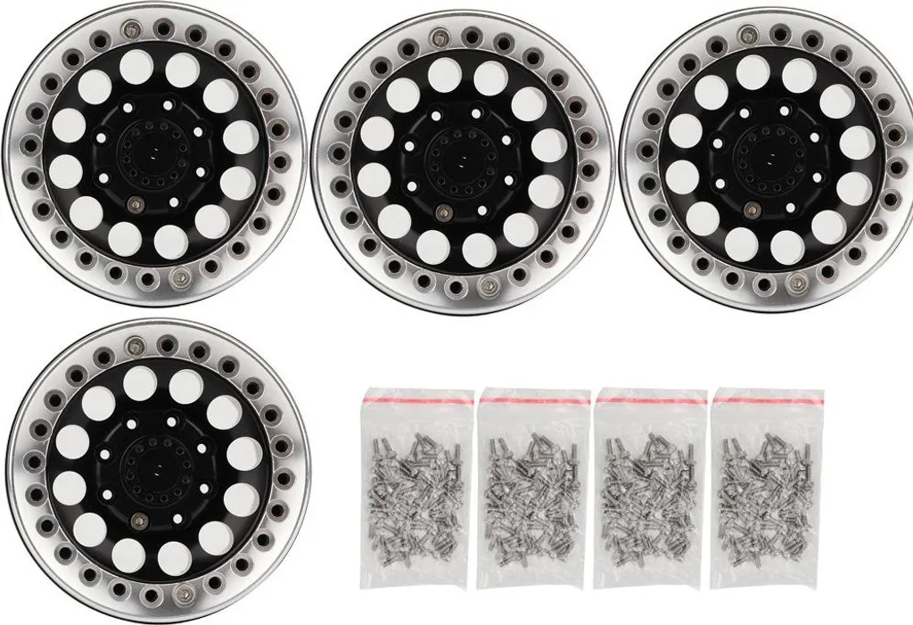 Set 4 Mozzi Ruota 1.9 Beadlock Alluminio RC Crawler Axial SCX10 II/III