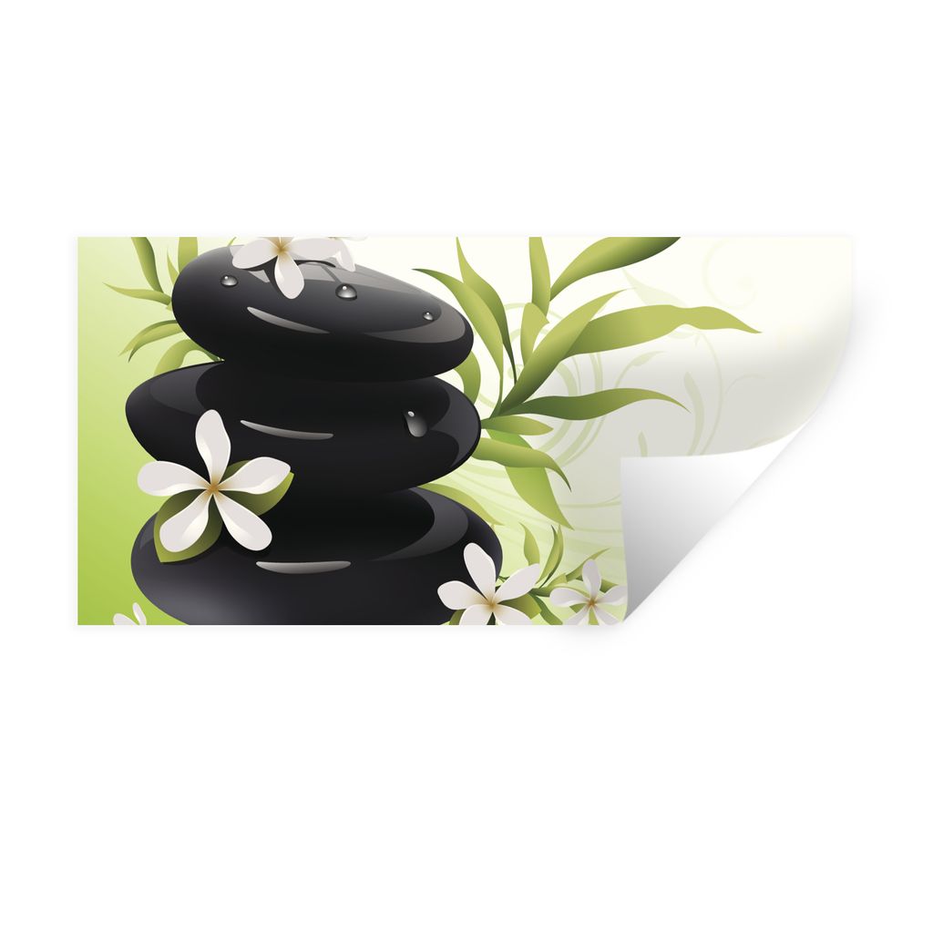 MuchoWow Wandtattoo Wandsticker Wandaufkleber Gestapelte Zen-Steine 120x60 cm Selbstklebend und Repositionierbar - Sticker - Dekorfolie