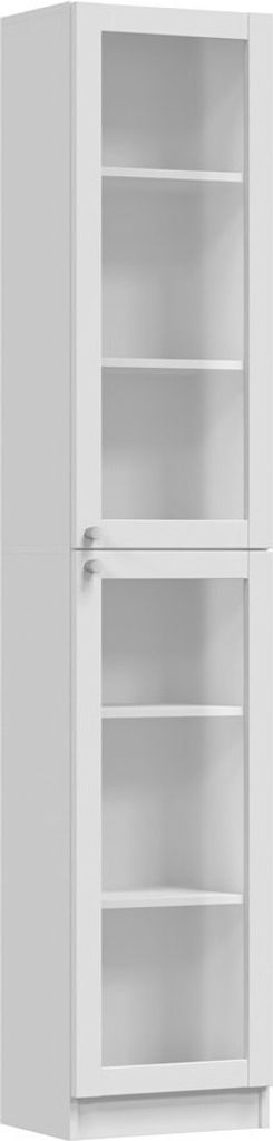 VBChome Standregal 40 x 31 x 200 cm Weiß Büroregal mit 6 Fächern 2 Türen mit Glas Bücherregal Bücherschrank Holzwerkstoff Mehrzweckschrank f...
