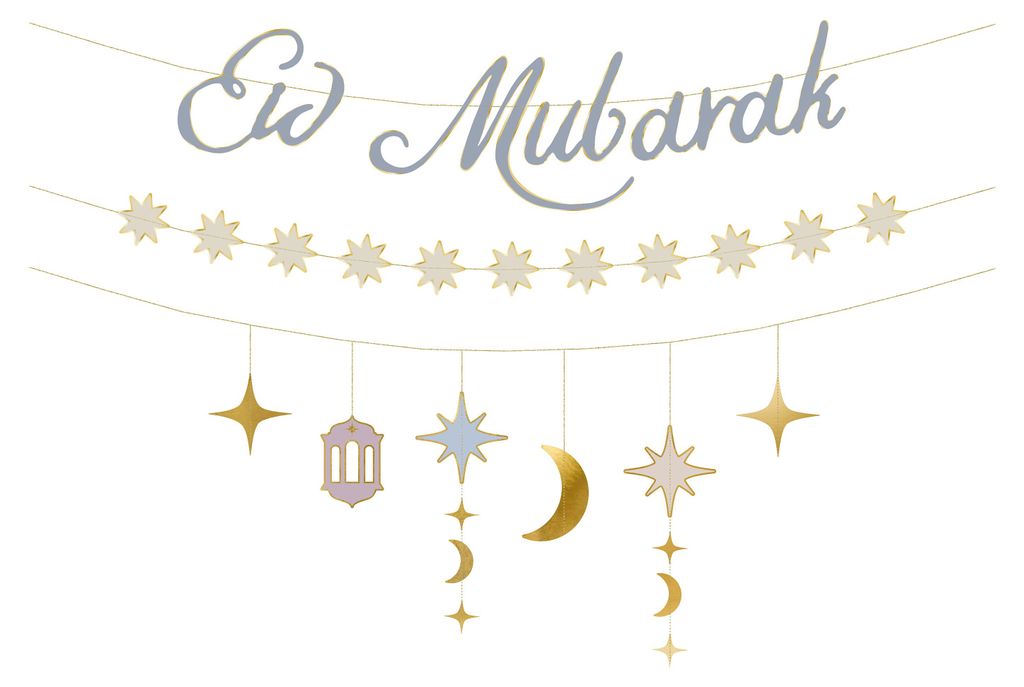 Eid Mubarak Girlande 200cm Papier Banner mit Schriftzug