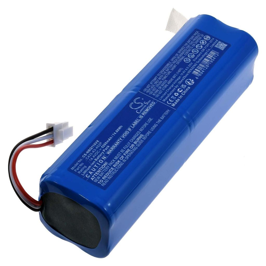 A blue battery pack with wires and a connector is shown against a white background.