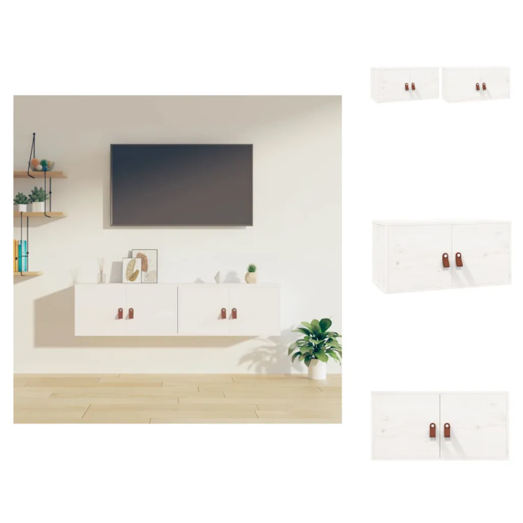 vidaXL Armoires murales 2 pcs Blanc 60x30x30 cm en Pin massif robuste