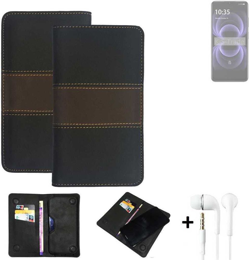 K-S-Trade Handyhülle + Kopfhörer kompatibel mit FreeYond M5A Schutzhülle Walletcase Bookstyle Tasche Schutz Case Hülle Wallet Cover Kunstleder