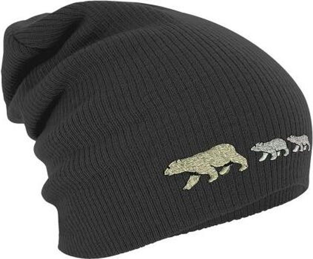 Longbeanie Slouch-Beanie Mütze Eisbären Eisbärfamilie 54825 Color - grau