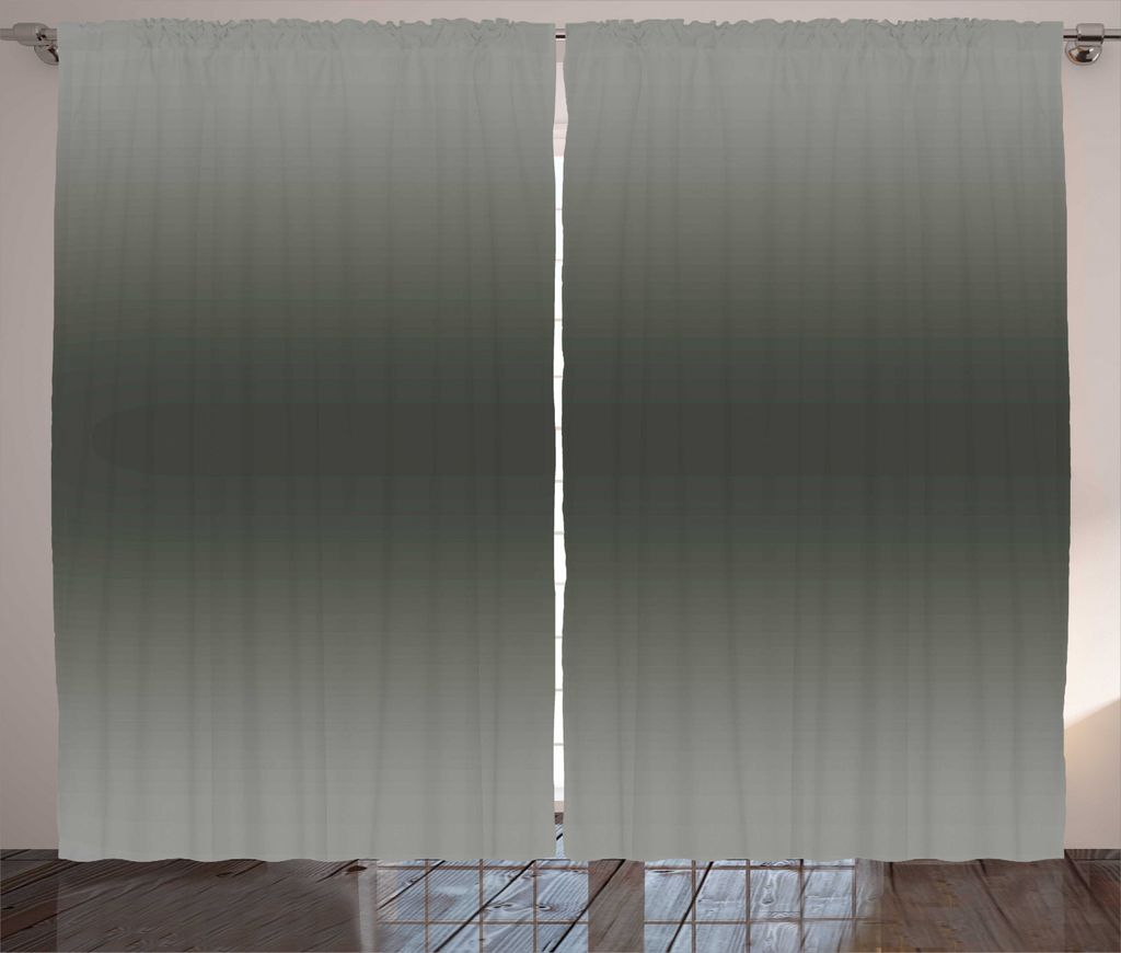 ABAKUHAUS Ombre Rustikaler Gardine, Smokey Modernes Design, Schlafzimmer Kräuselband Vorhang mit Schlaufen und Haken, 280 x 245 cm, Schwarz Grau