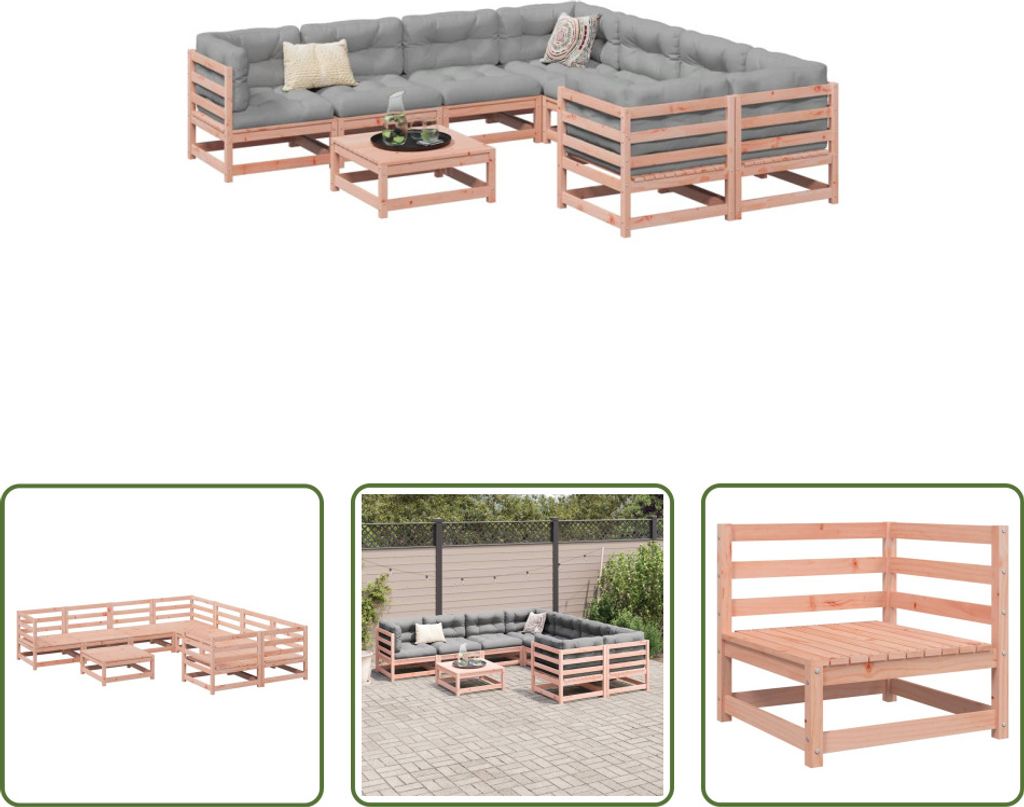 The Living Store 9-tlg. Garten-Sofagarnitur Massivholz Produktbild 