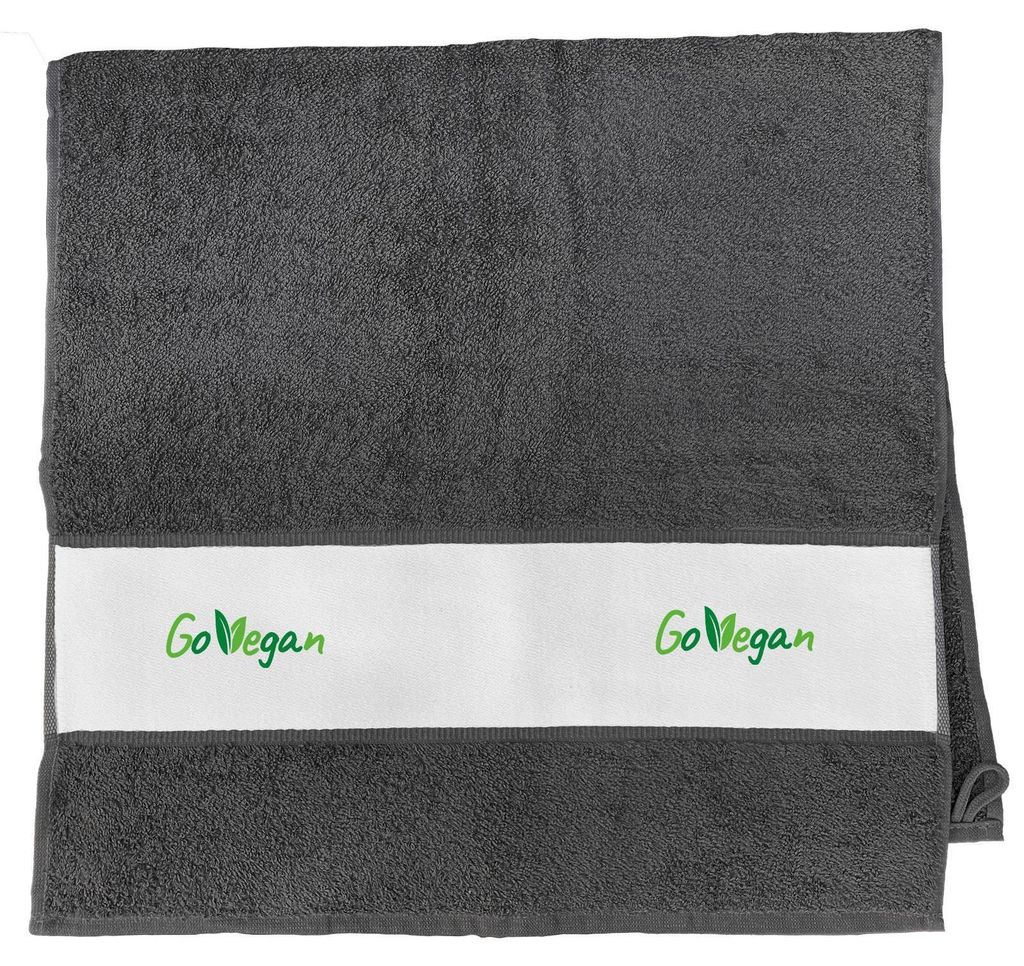 Huuraa Handtuch Go Vegan Blätter 50x100cm Graphite Baumwolle Handtuch Geschenkidee
