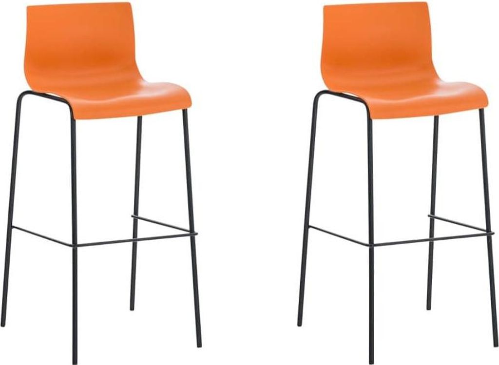 2-teiliges Barhocker-Set - Barhocker - Ergonomischer Komfort für längeres Sitzen | Farbe: Orange | Grundfarbe: Schwarz